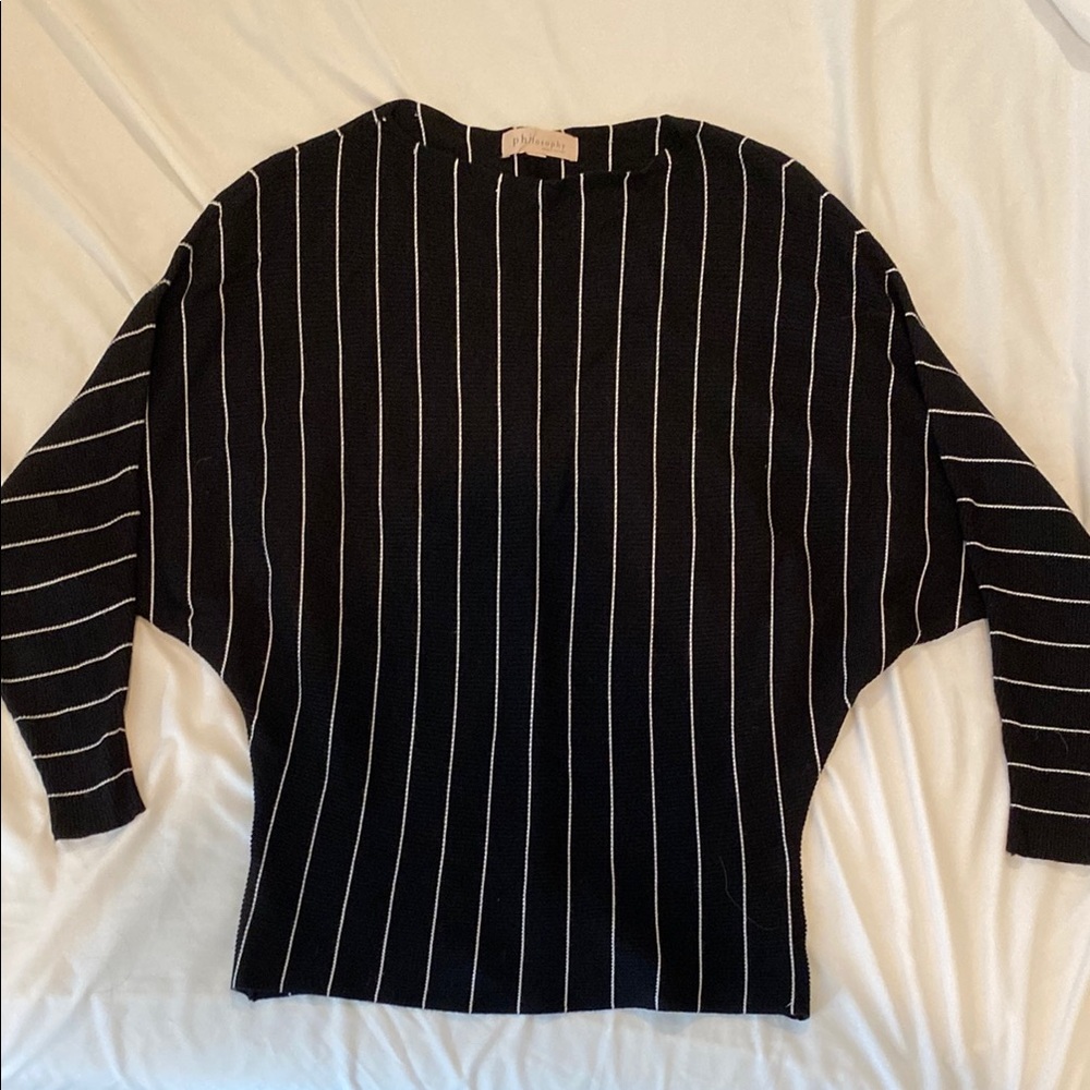 Philosophy Black Sweater with White Pinstripes